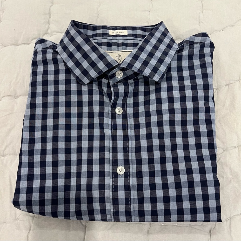 Todd Snyder Shirt Mens 18 2XL XXL Blue Check Long Sleeve Button Up Cotton Casual - Picture 11 of 11